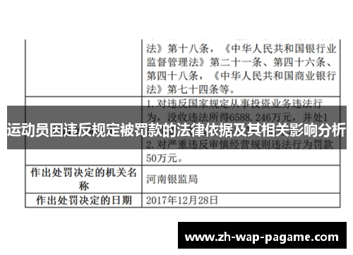 运动员因违反规定被罚款的法律依据及其相关影响分析