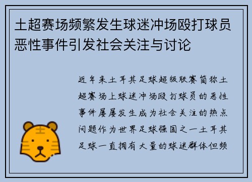 土超赛场频繁发生球迷冲场殴打球员恶性事件引发社会关注与讨论